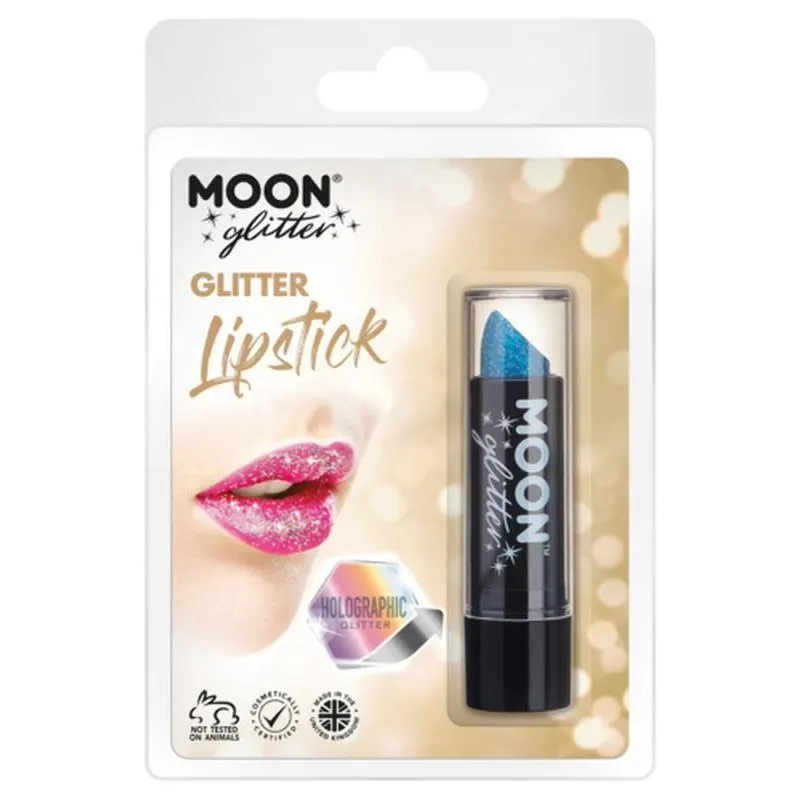 Moon Glitter Holographic Glitter Lipstick, Blue.