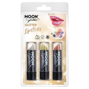 Moon Glitter Holographic Glitter Lipstick, Silver, Gold, Rose Gold