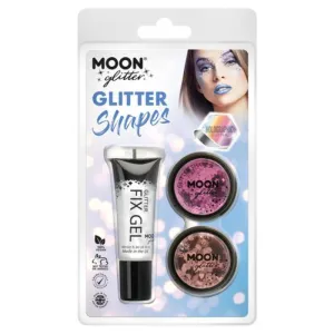 Moon Glitter Holographic Glitter Shapes, Pink, Rose Gold