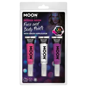 Moon Glow Intense Neon Uv Face Paint And Brush, Pink, White, Purple
