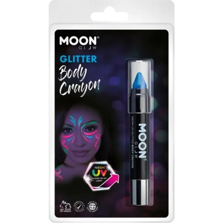 Moon Glow Neon Uv Glitter Body Crayons, Blue