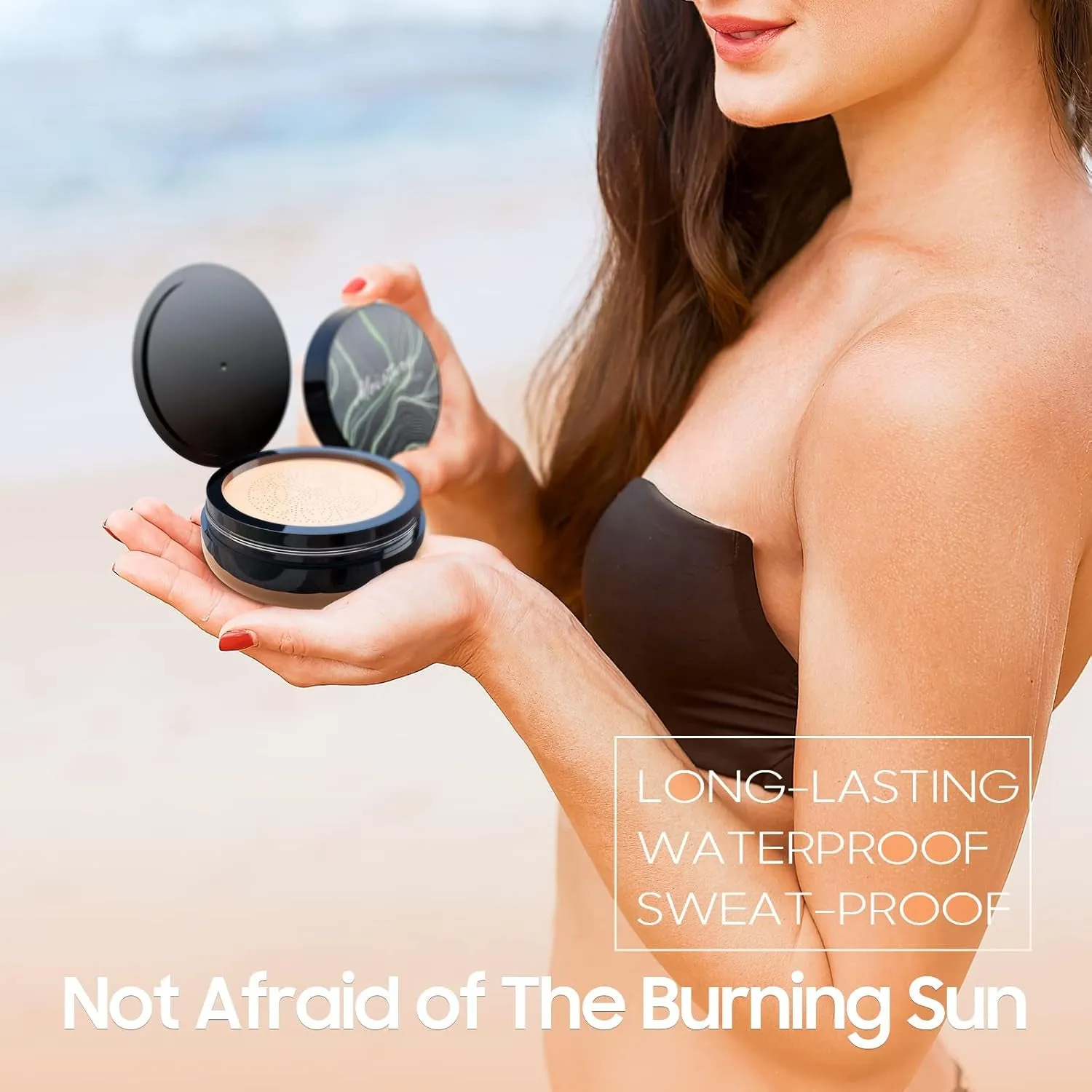 Mushroom Head Air Cushion CC Cream - BB Cream Face Makeup Foundation for Mature Skin Moisturizing Concealer Brighten Long-Lasting, Even Skin Tone for All Skin Types (Medium)