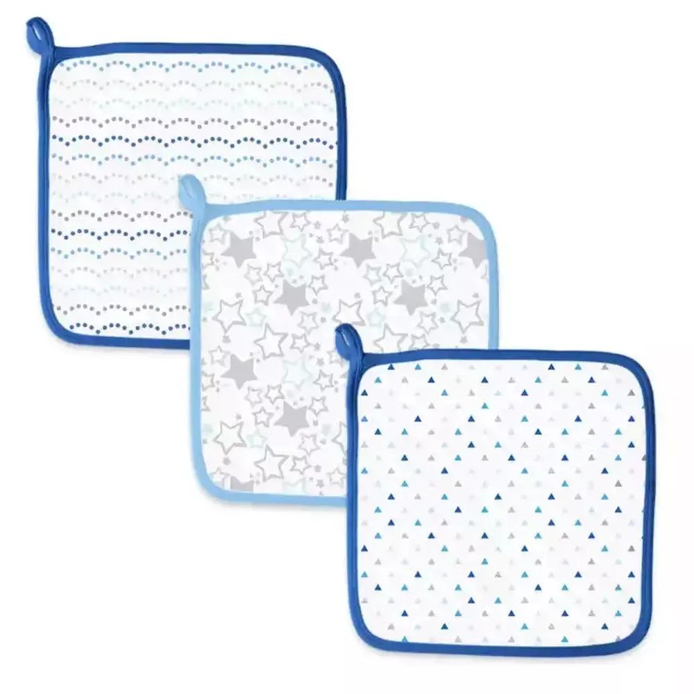 Muslin Wash Cloths - Blue Shimmer (Set of 3)