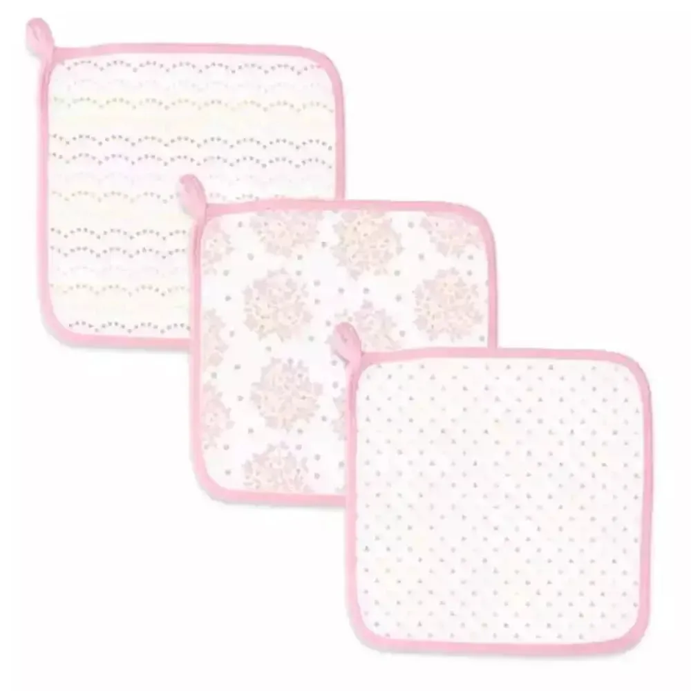 Muslin Wash Cloths - Pink Shimmer (Set of 3)