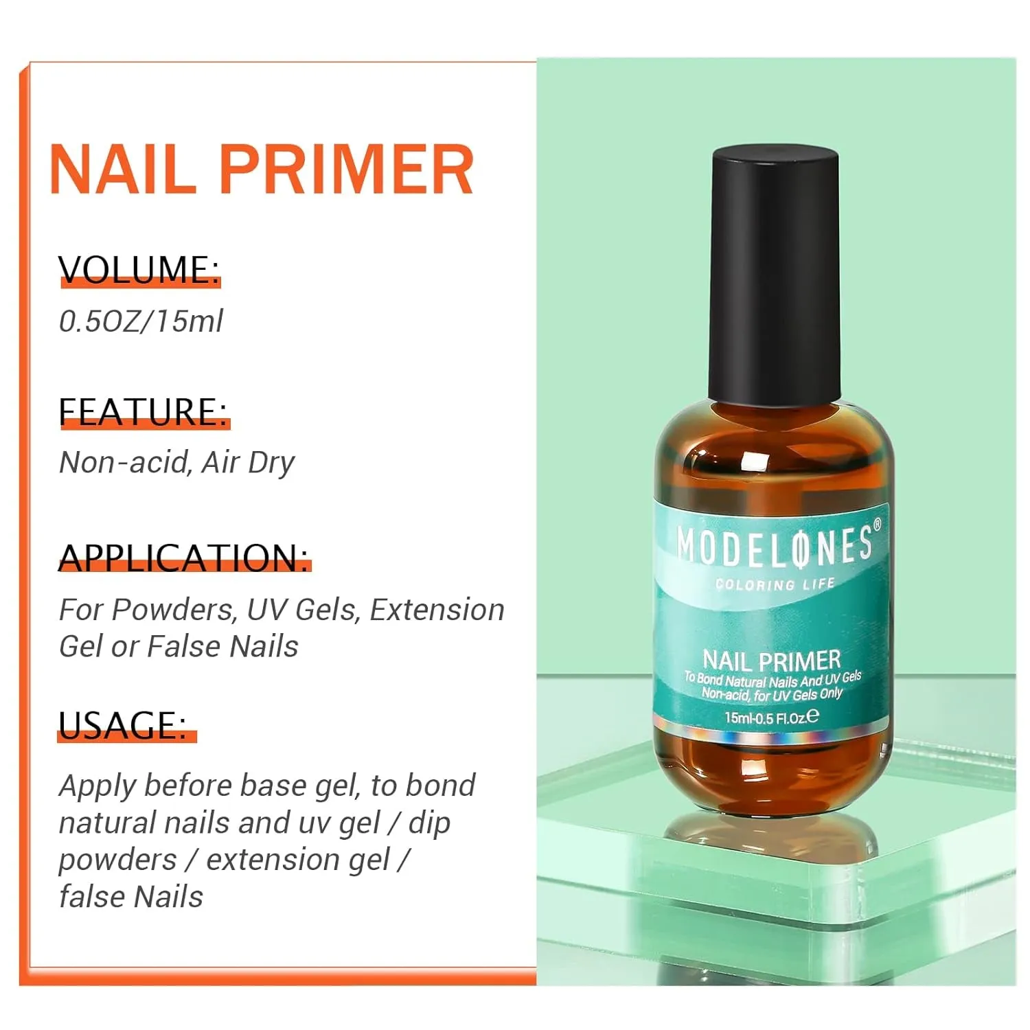 Nail Primer, 15 Ml Acid Free No Lift Nail Prep Dehydrator Bond Primer, Hema-Free Nail Bonder for Gel Nail Polish Nail Supplies Set