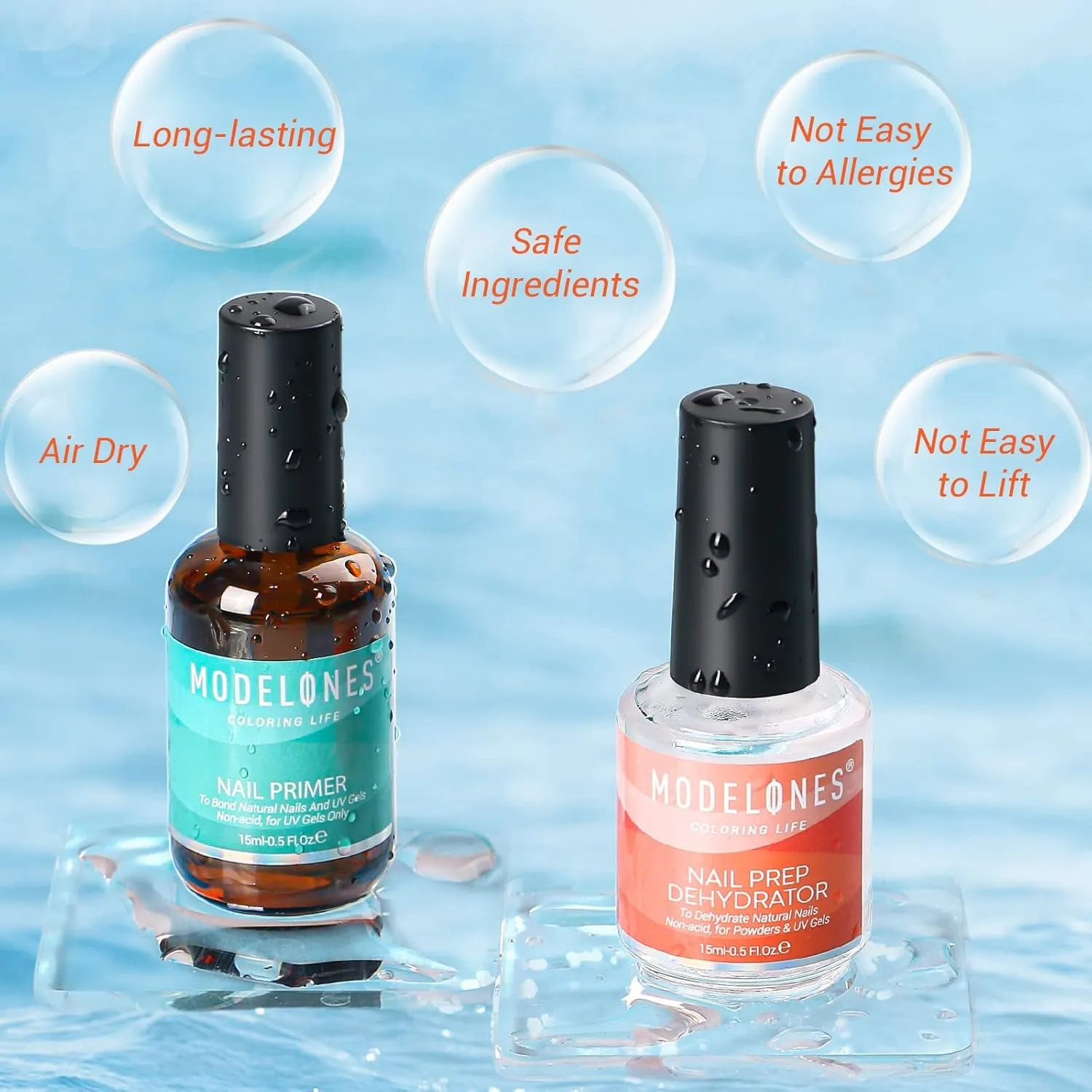 Nail Primer, 15 Ml Acid Free No Lift Nail Prep Dehydrator Bond Primer, Hema-Free Nail Bonder for Gel Nail Polish Nail Supplies Set