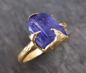 Natural Tanzanite Gold Ring Raw Crystal  Rough Uncut Gemstone tanzanite recycled 14k stacking cocktail statement byAngeline 0102
