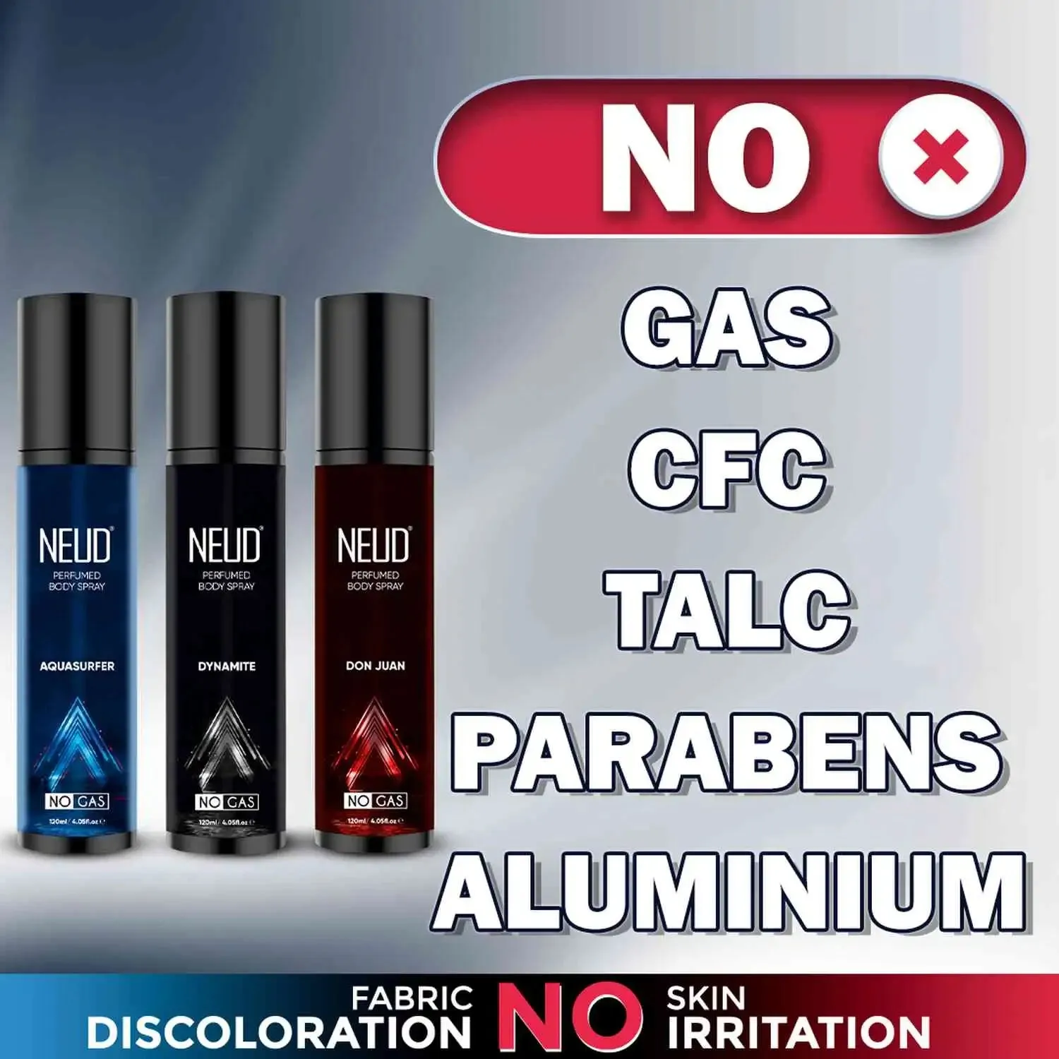 NEUD 3-in-1 Perfumed Body Sprays for Men, Long-Lasting Deodorants, No Gas, No CFC Formula - 3x120ml Each