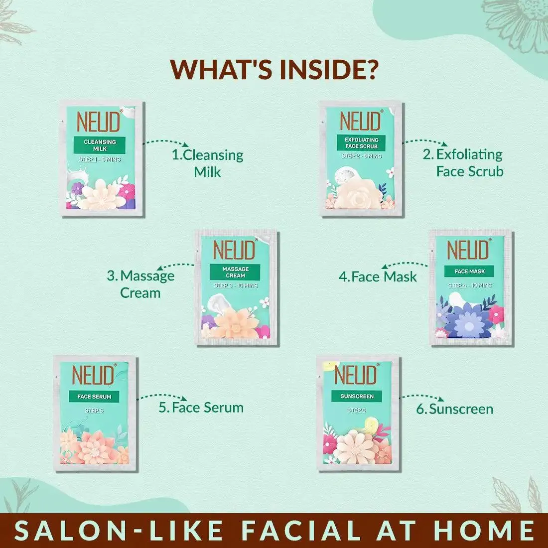 NEUD 6-Step DIY Makeover Facial Kit for Salon-Like Glow at Home