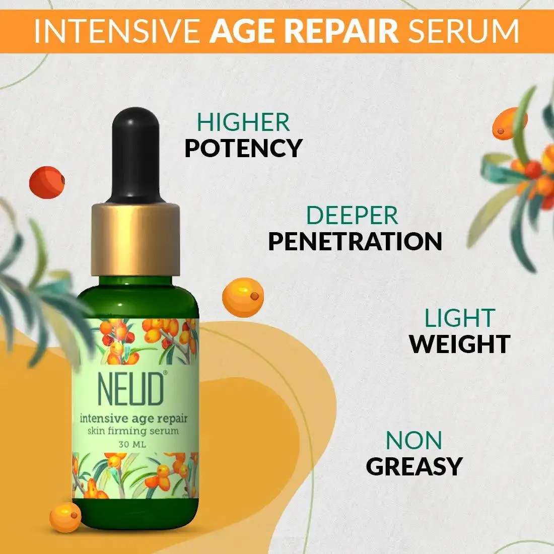 NEUD Intensive Age Repair Skin Firming Serum With Retinol, Niacinamide and Bakuchiol - 30ml