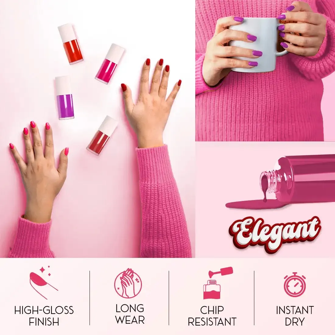 NEUD Lush Bella Nail Polish Sets with Vitamin E and Shea Butter, High Gloss, Instant Dry - 12x6ml