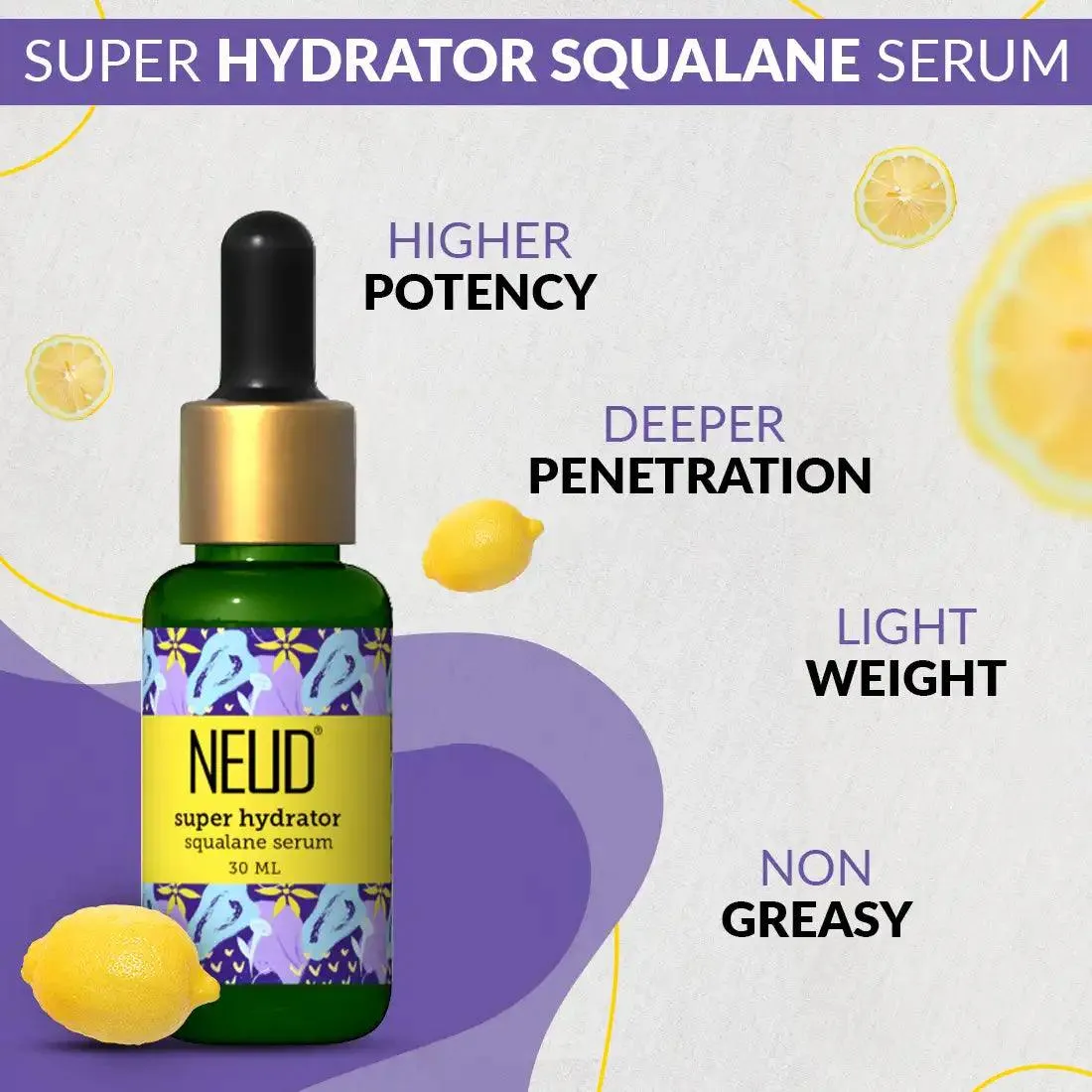NEUD Super Hydrator Squalane Serum With Lemon Oil, Turmeric Oil and Reverskin - 30ml