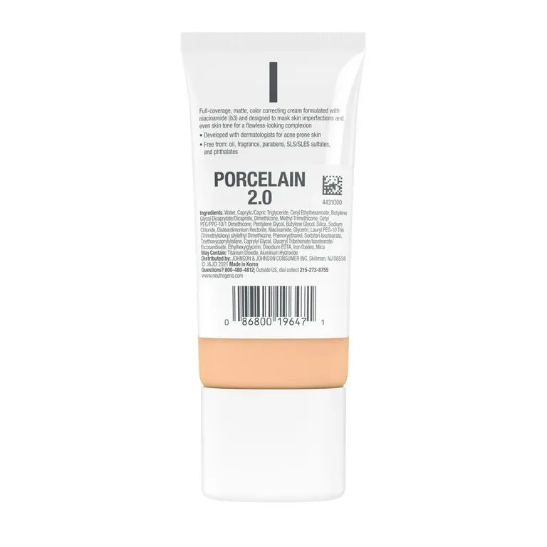 Neutrogena Clear Coverage Flawless Matte CC Cream - 2.0 Porcelain