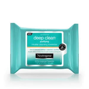 Neutrogena Deep Clean Micellar Cleansing Makeup Remover Wipes, 25 Ct