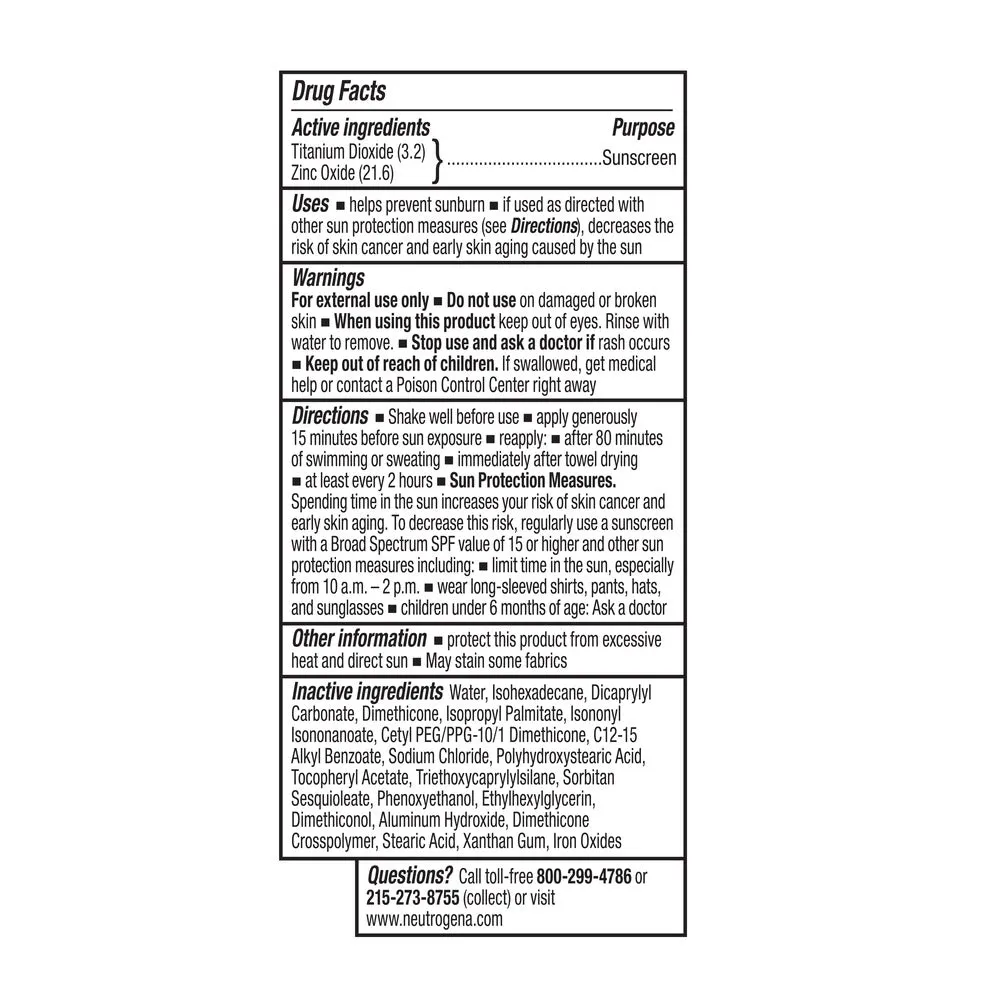 Neutrogena Purescreen  Mineral UV Tint Face Liquid with Vitamin E, Tinted Sunscreen Broad Spectrum SPF 30, Medium Deep