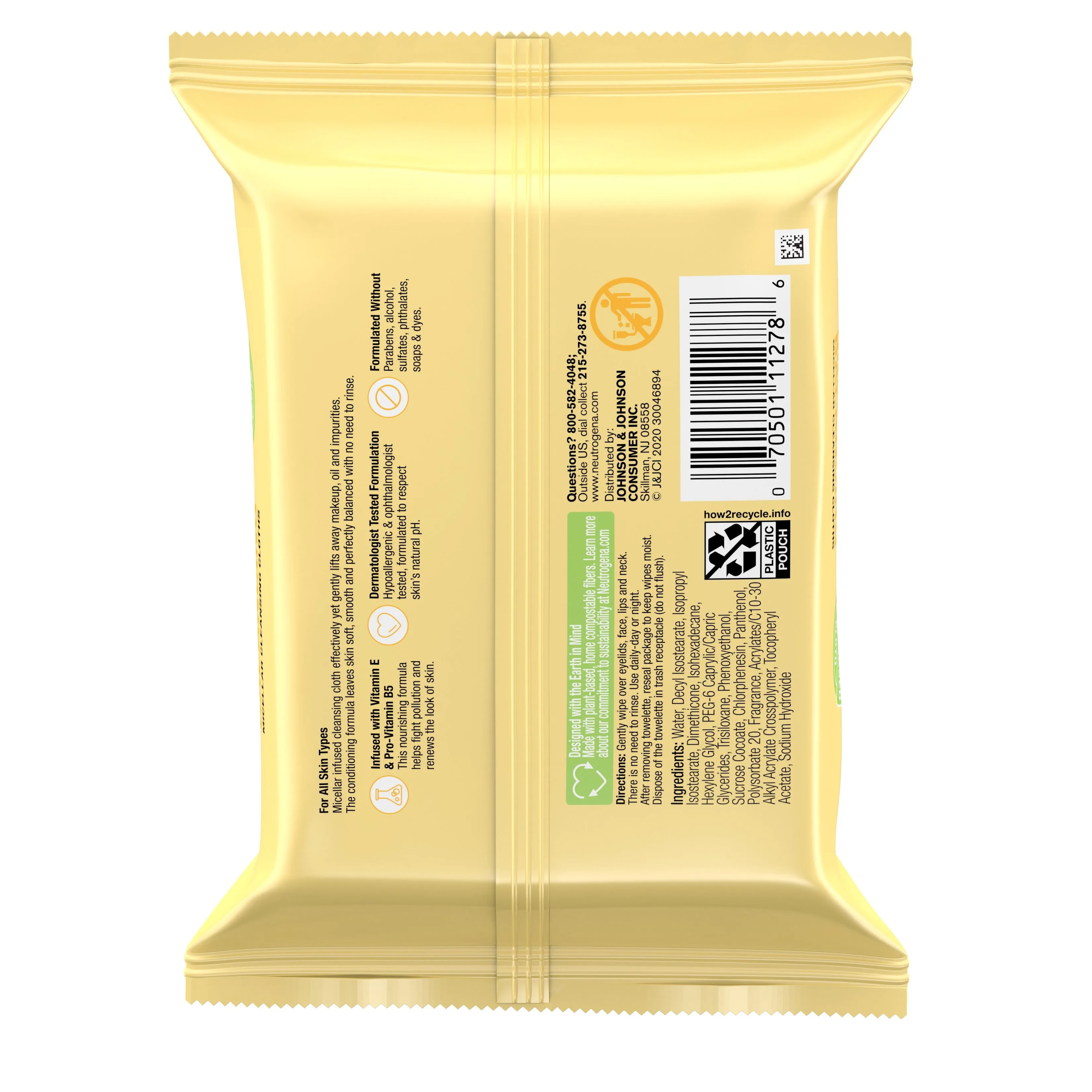 Neutrogena Skin Balancing Micellar Cleansing Face Wipes, 25 Ct