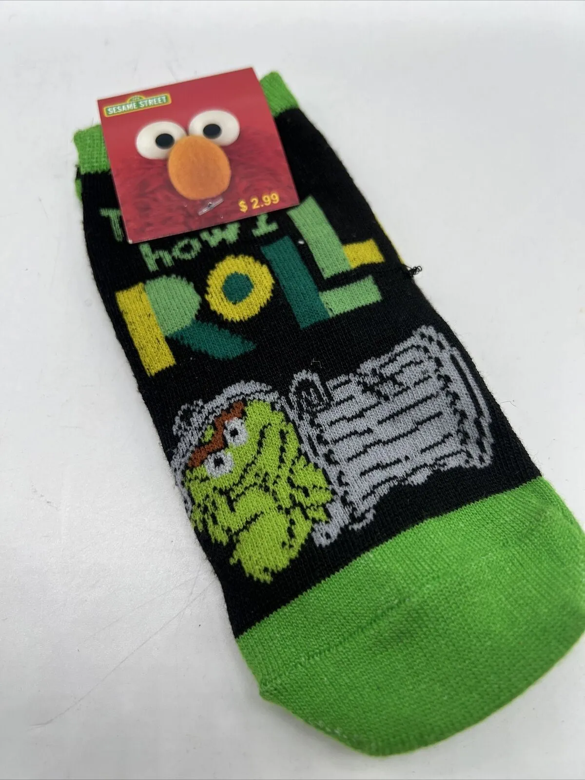 New 7" Long Sesame Street Kids No Show Socks Oscar The Grouch￼ Green