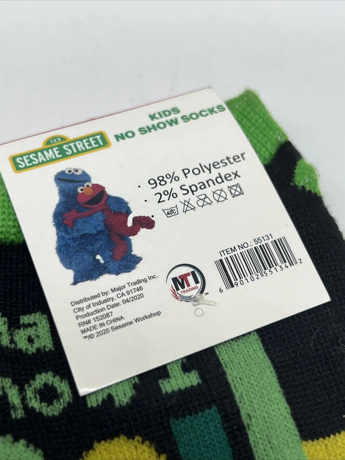 New 7" Long Sesame Street Kids No Show Socks Oscar The Grouch￼ Green