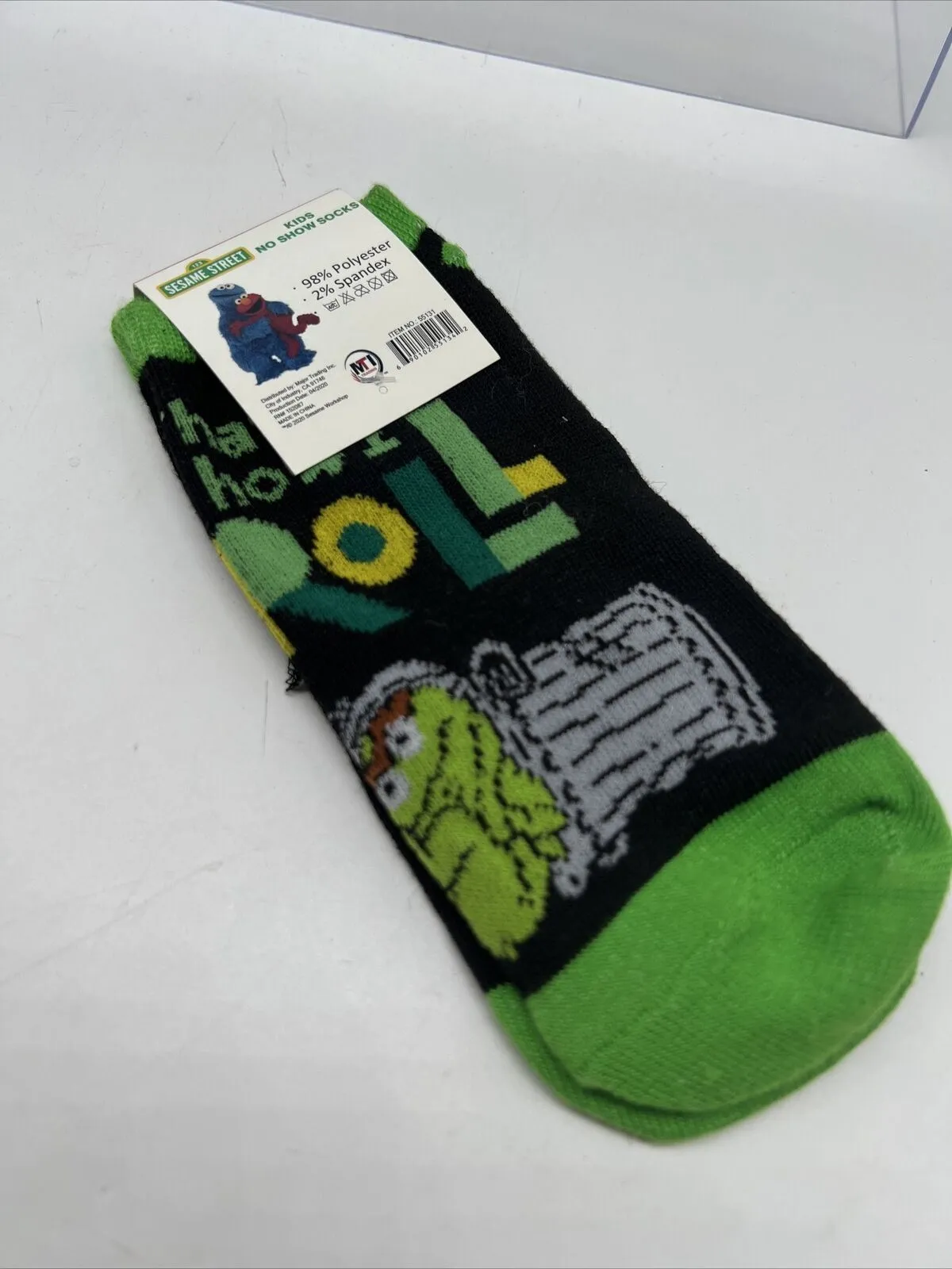New 7" Long Sesame Street Kids No Show Socks Oscar The Grouch￼ Green