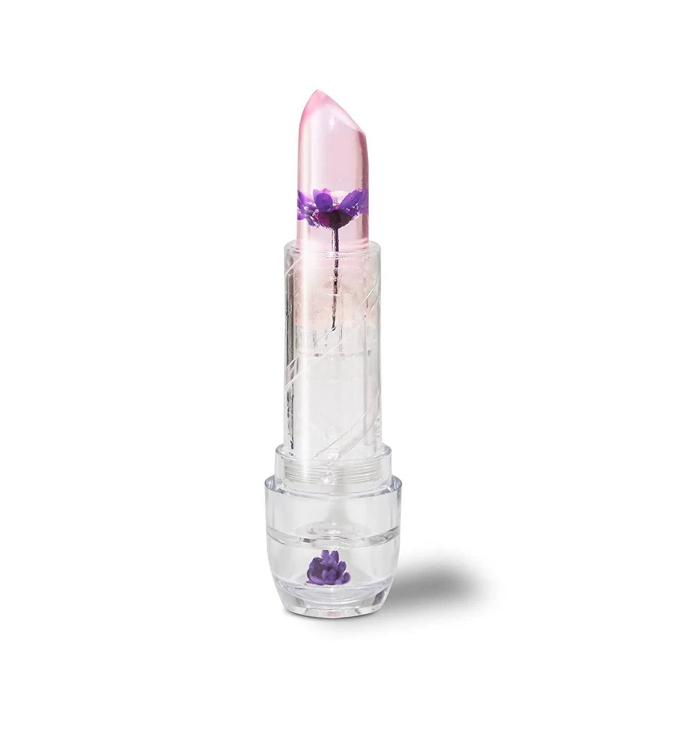 New Blossom Moisturizing Custom Color Changing Crystal Lip Balm, Strawberry Scented, Lip Stain Tint, Infused with Real Flowers, 3g, Purple