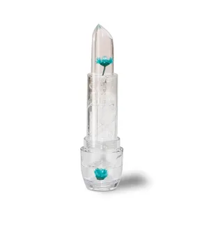 New Blossom Moisturizing Custom Color Changing Crystal Lip Balm, Strawberry Scented, Lip Stain Tint, Infused with Real Flowers, 3g, Turquoise