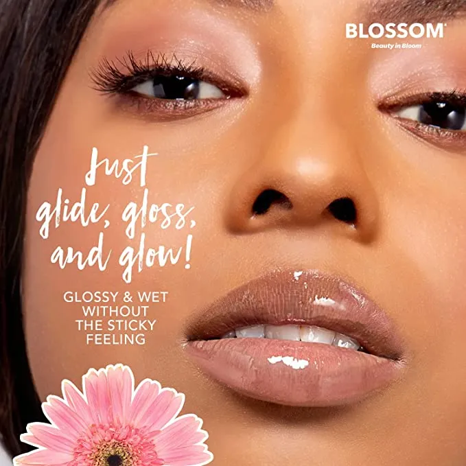 New Blossom Scented Moisturizing and Hydrating Shimmer Sparkle Lip Oil, Infused with Real Flowers, 3g, Lemon