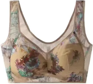 NEW LexTex Ellebloom - Ice Silk Lace Cooling Comfort Bra, Anti-Sagging Wire-Free Bra, Comfort Soft Bra, Lift Bra Women, Fits Like a M/L Beige