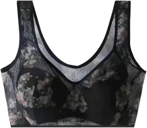 NEW LexTex Ellebloom - Ice Silk Lace Cooling Comfort Bra, Anti-Sagging Wire-Free Bra, Comfort Soft Bra, Lift Bra Women, Fits Like a M/L, Black