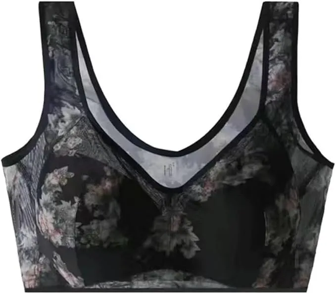 NEW LexTex Ellebloom - Ice Silk Lace Cooling Comfort Bra, Anti-Sagging Wire-Free Bra, Comfort Soft Bra, Lift Bra Women, Fits Like a M/L, Black