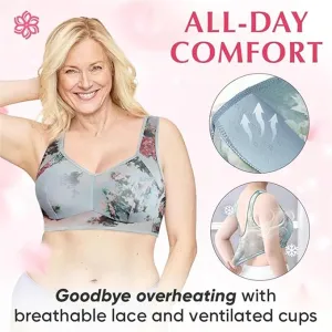 NEW LexTex Ellebloom - Ice Silk Lace Cooling Comfort Bra, Anti-Sagging Wire-Free Bra, Comfort Soft Bra, Lift Bra Women, Fits Like a M/L, Blue