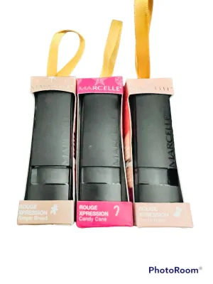 New Marcelle Rouge Xpression Festive Lipstick 3 Pack, Candy Cane, Santa Baby & Gingerbread! Retails $75 