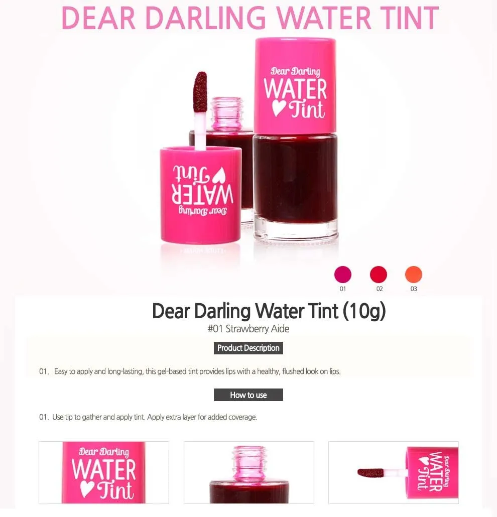 New SoltreeBundle 3 Color set Dear Darling Water Tint 10g Vivid Color Lip Tint! Moist-fruity water tint with the feeling of refreshing fruits bursting