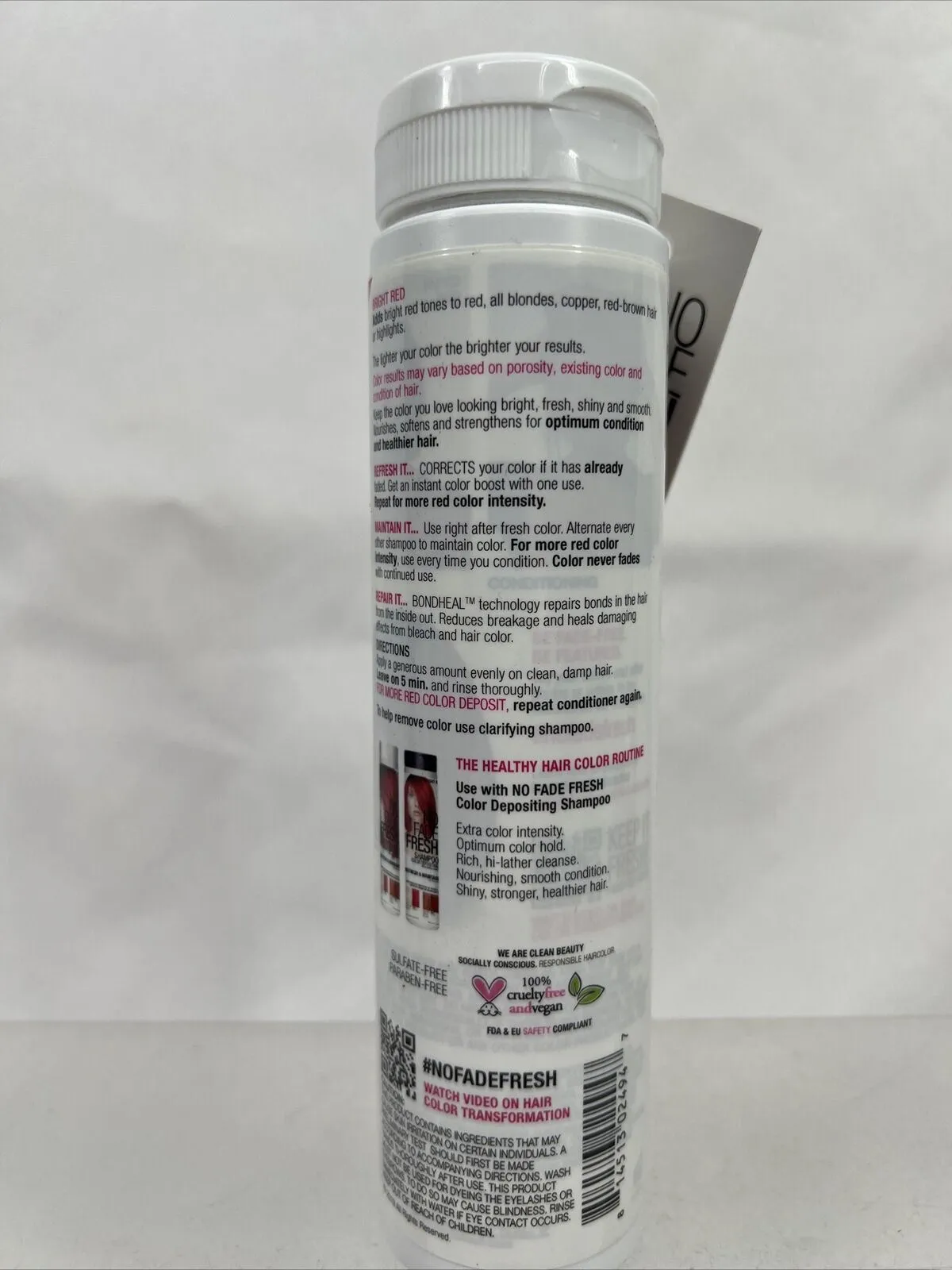 No Fade Fresh Semi-Permanent Color Shampoo Bright Red 6.4oz 100% Vegan