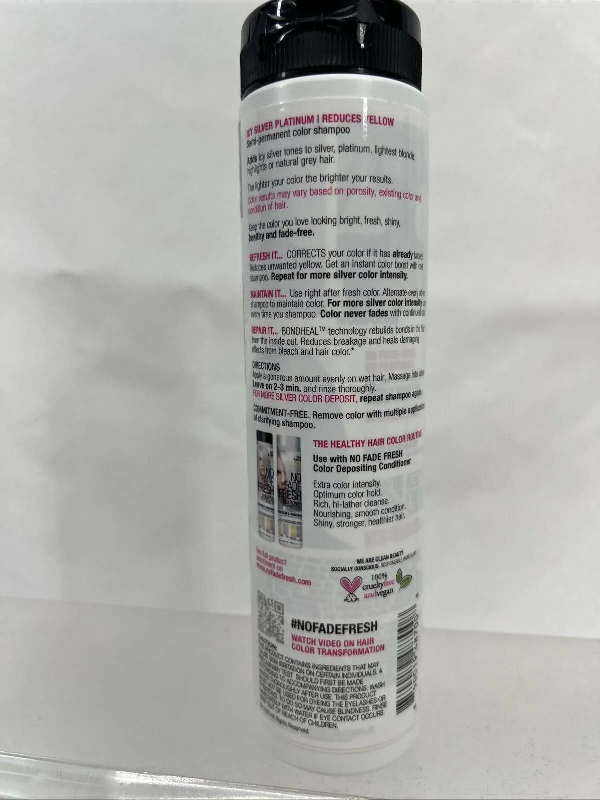 No Fade Fresh Semi-Permanent Color Shampoo Silver Platinum 6.4oz 100% Vegan 6.4o