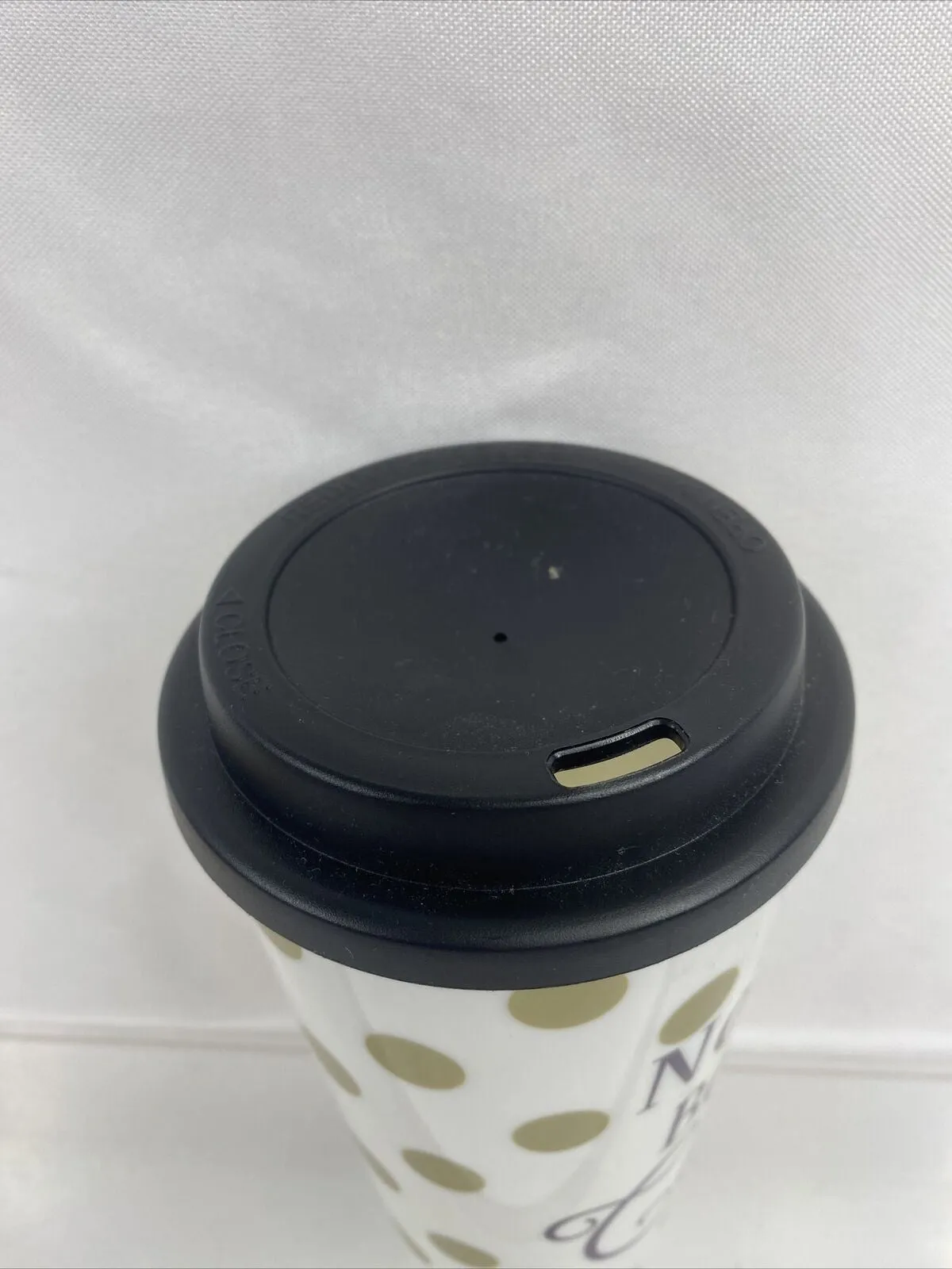 no talkie before coffee togo travel tumbler black gold cup mug polka dot