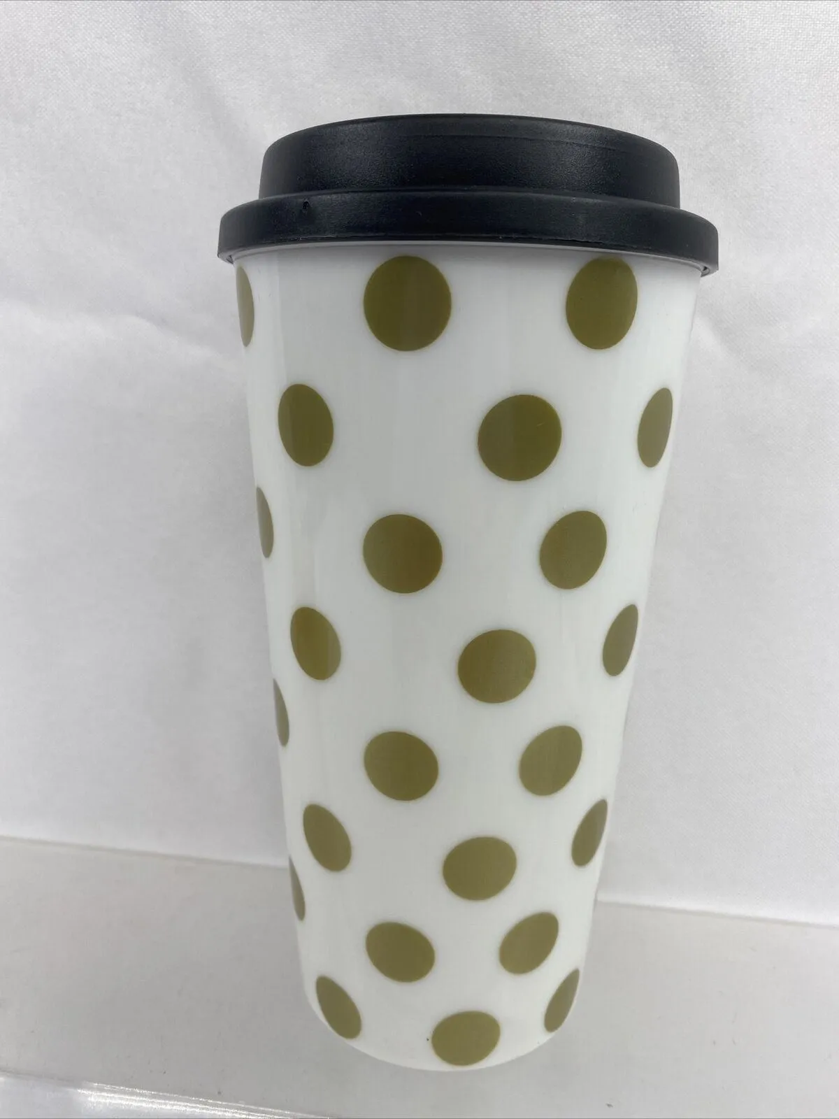 no talkie before coffee togo travel tumbler black gold cup mug polka dot