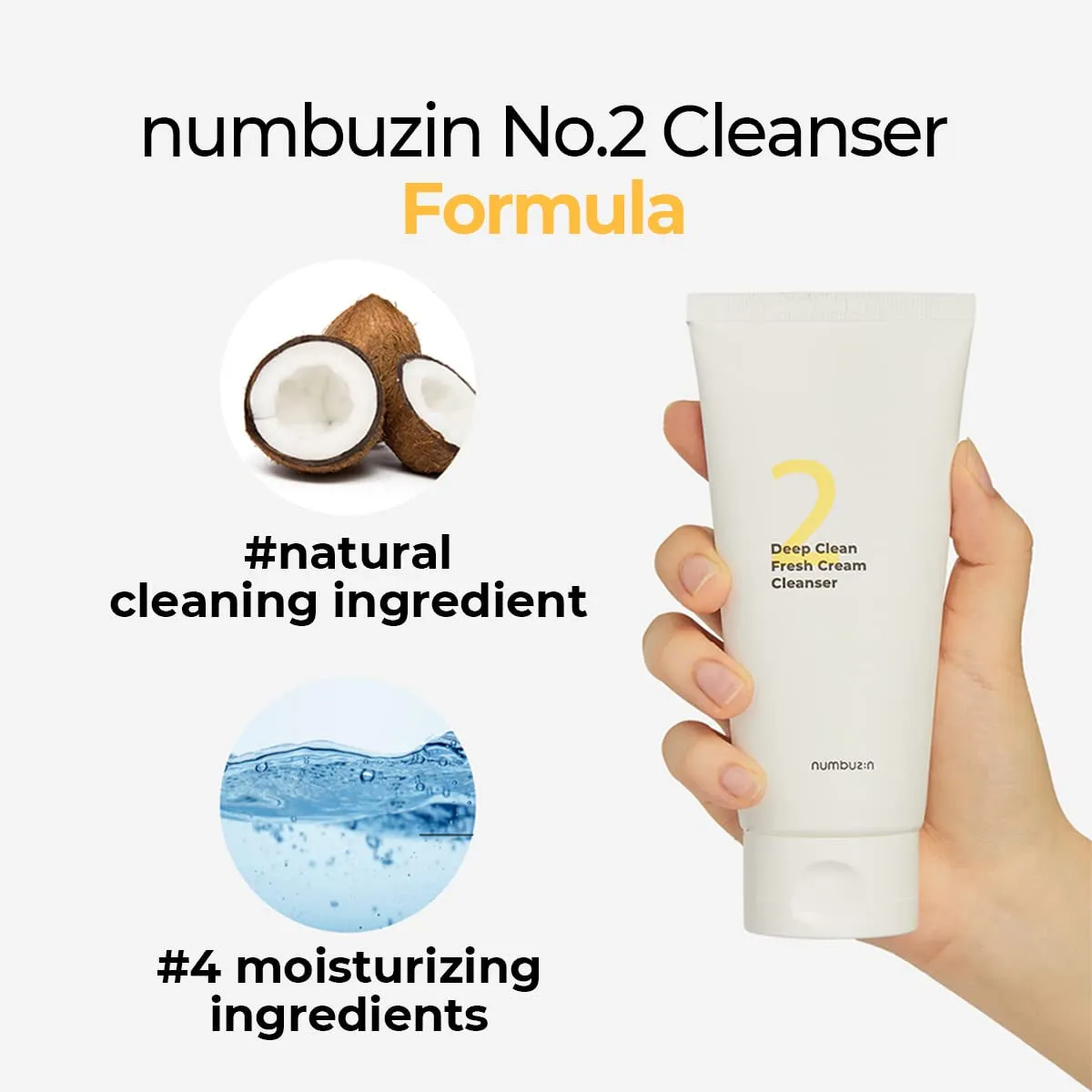 No.2 Cleansing Foam | Deep Clean Fresh Cream Cleanser | Foam Cleanser, Gentle Exfoliation, Deep Cleansing, Natural Ingredients | Blackheads, Excess Oil, Dead Skin Cells | 4.05 Fl. Oz.