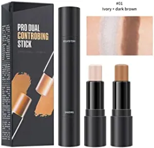Novobey 2 in 1 Contour & Highlighter Stick, Double-side Contour Highlight Sticks, Waterproof Shimmer Shading Highlighter Body Makeup Foundation Cream Pen