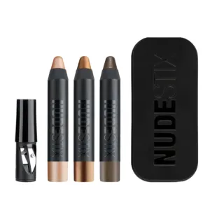 Nudestix 3 Mini Nude Metallics Eye Pencils Kit - Nudity, Burnish and Smoke