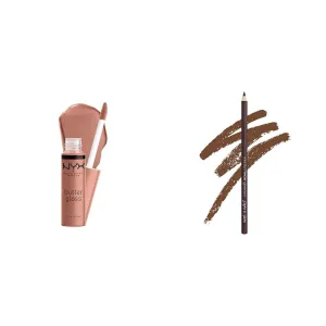NYX Butter Gloss Non-Sticky Lip Gloss Madeleine & Wet N Wild Kohl Eyeliner Pencil Simma Brown Now
