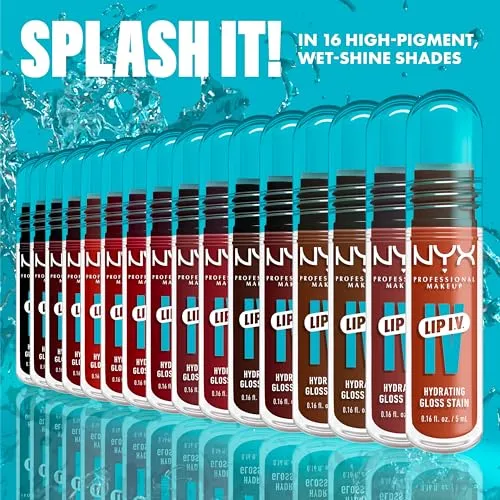 NYX PROFESSIONAL MAKEUP Lip IV Hydrating Glossy Lip Stain with 12HR Hydration - Red-y Set Wet (Red)