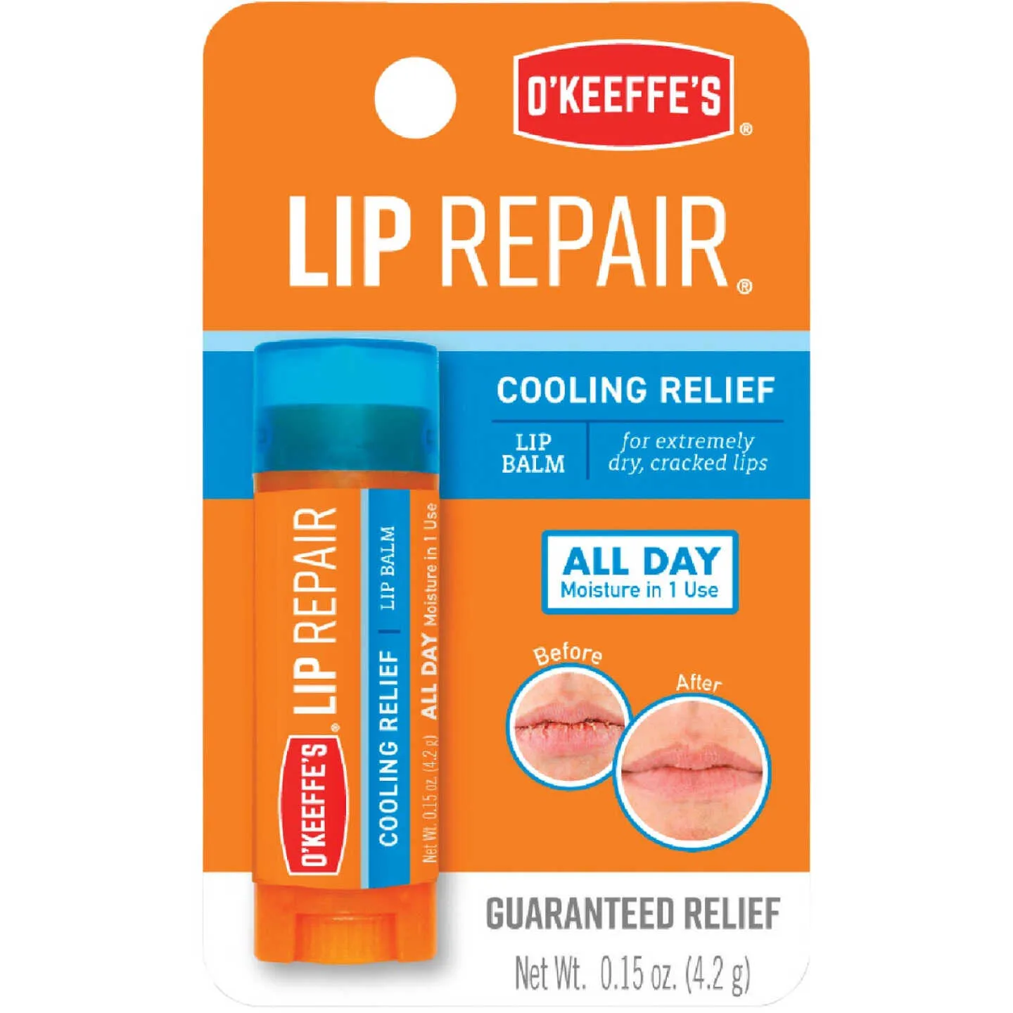 O'KEEFFE'S COOLING RELIEF UNFLAVORED LIP REPAIR BALM