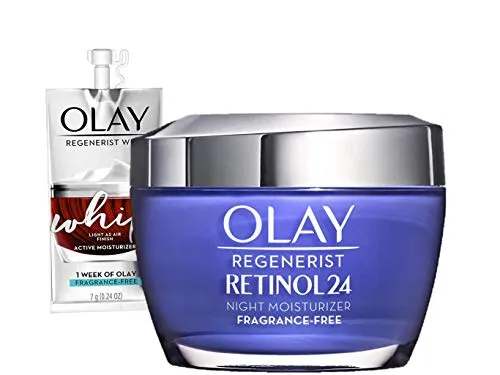 Olay Regenerist Retinol Moisturizer, Retinol 24 Night Face Cream, 1.7oz   Whip Face Moisturizer Travel/Trial Size Bundle