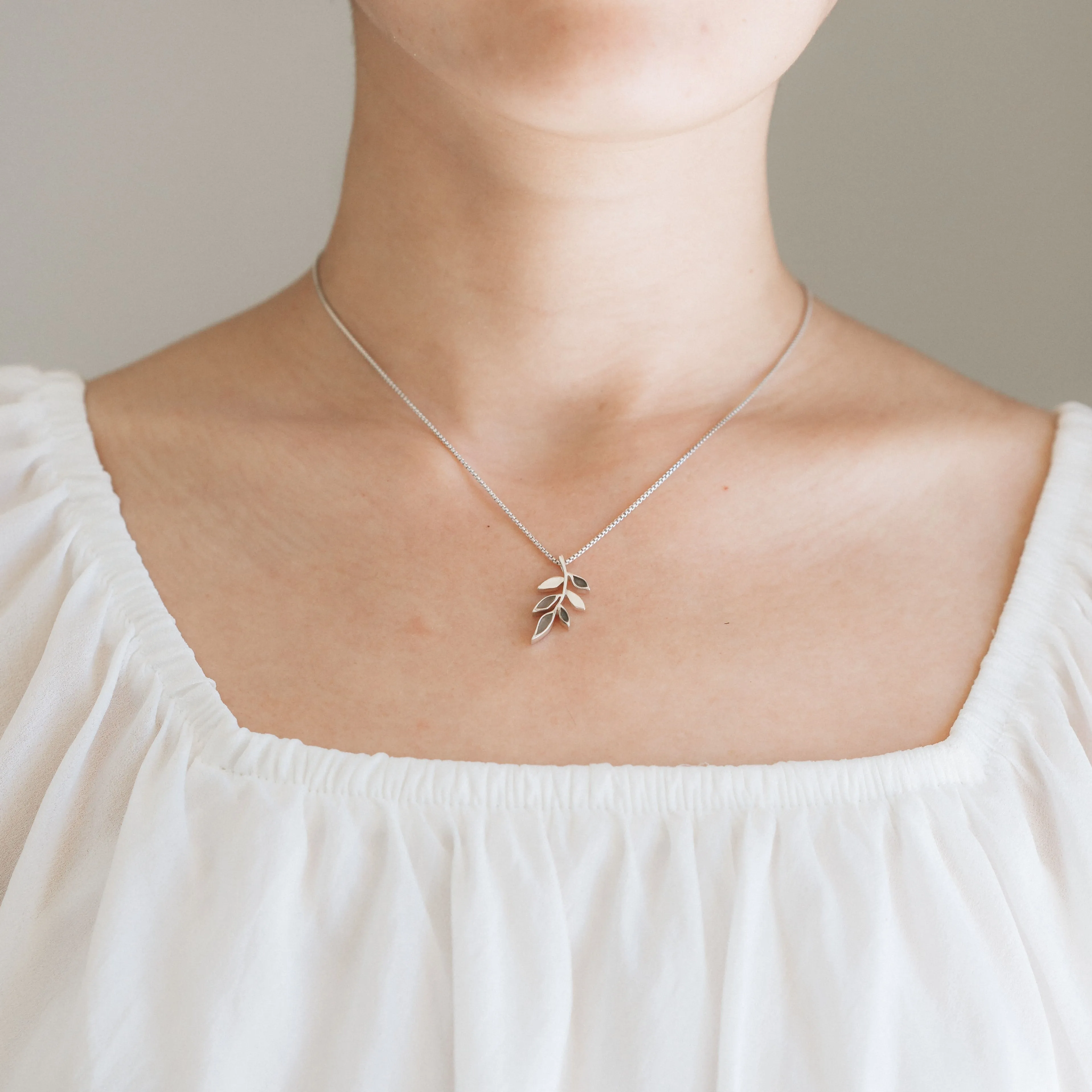 Olive Branch Cremation Necklace in 14K Rose Gold