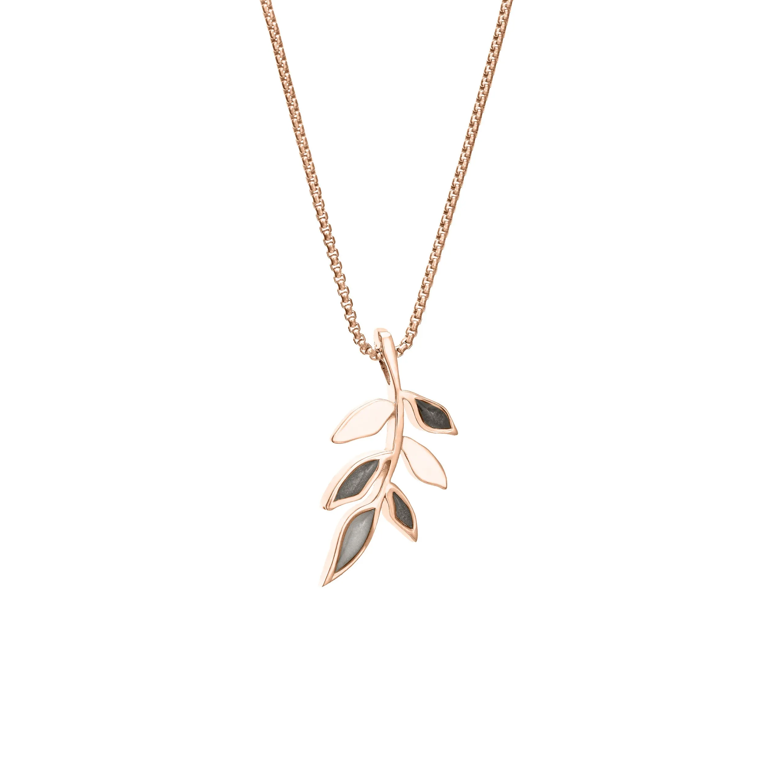 Olive Branch Cremation Necklace in 14K Rose Gold