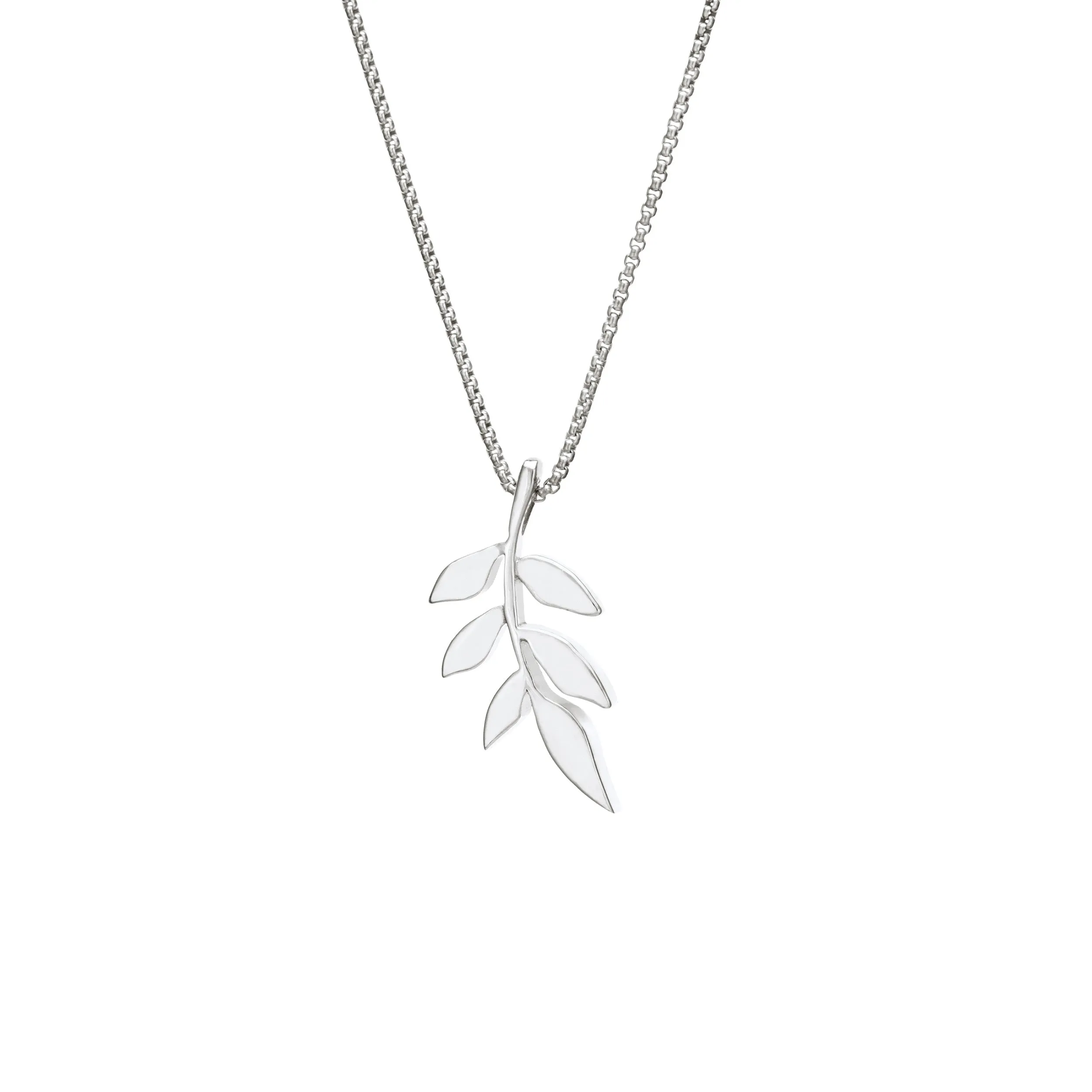 Olive Branch Cremation Necklace in 14K White Gold