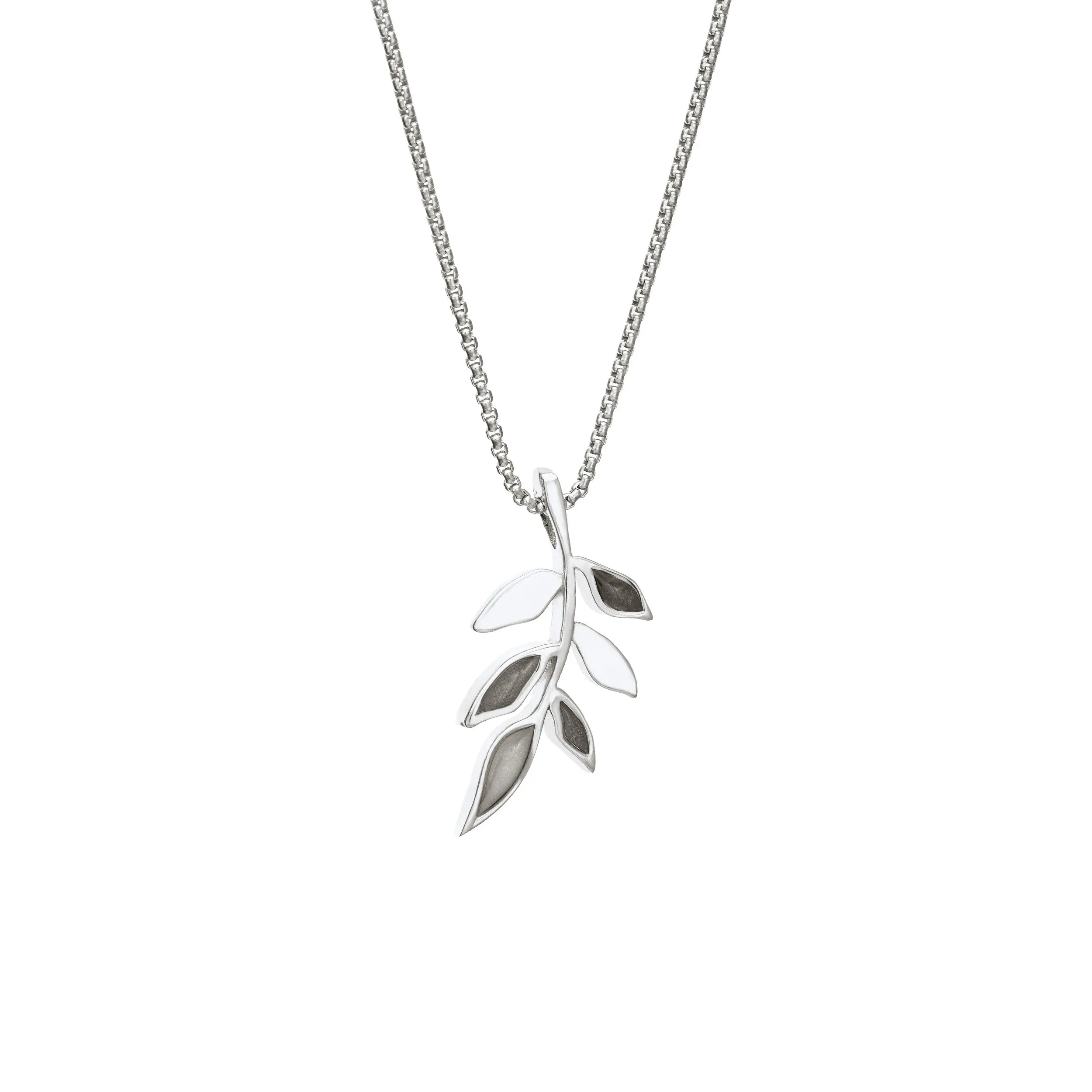 Olive Branch Cremation Necklace in 14K White Gold