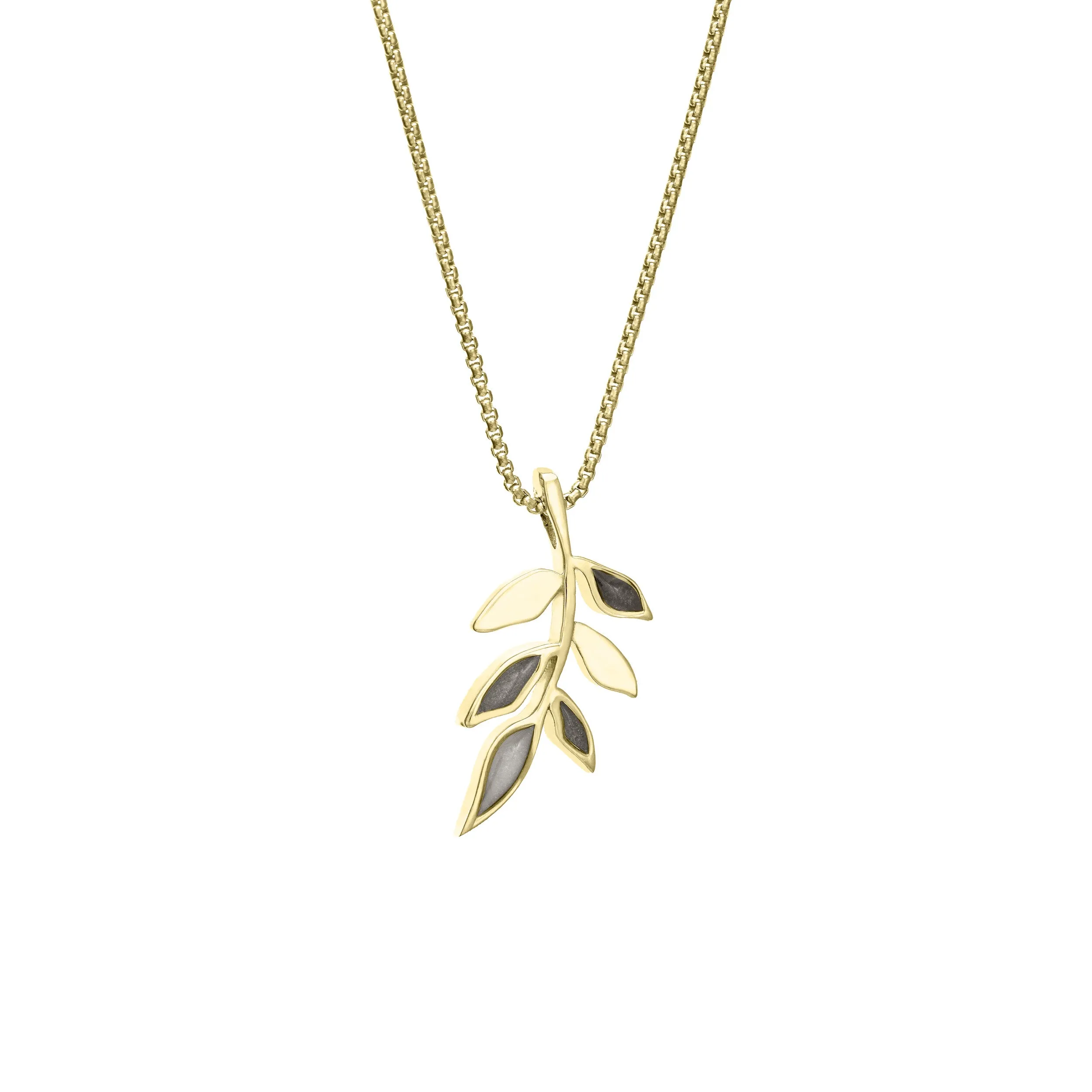 Olive Branch Cremation Necklace in 14K Yellow Gold