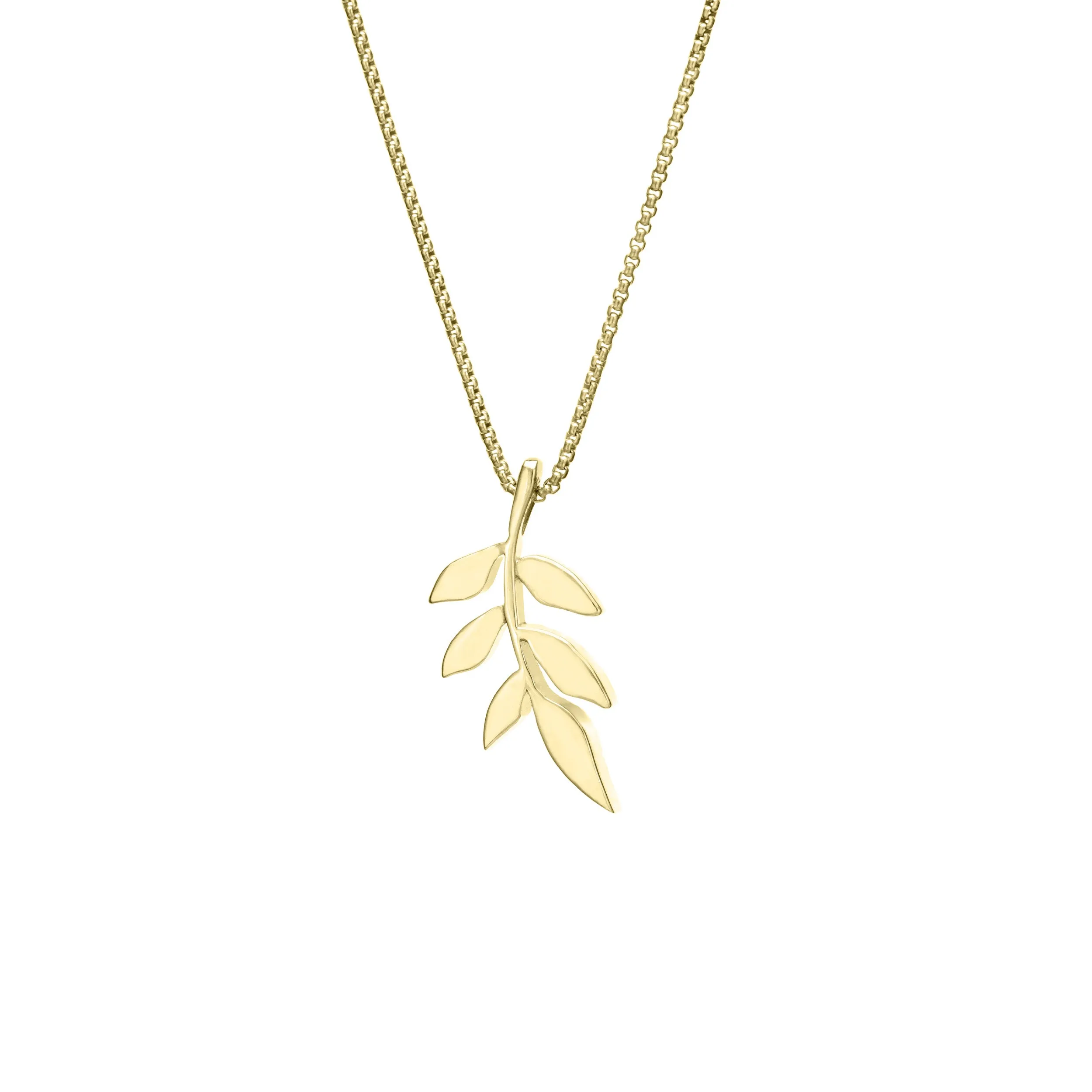 Olive Branch Cremation Necklace in 14K Yellow Gold