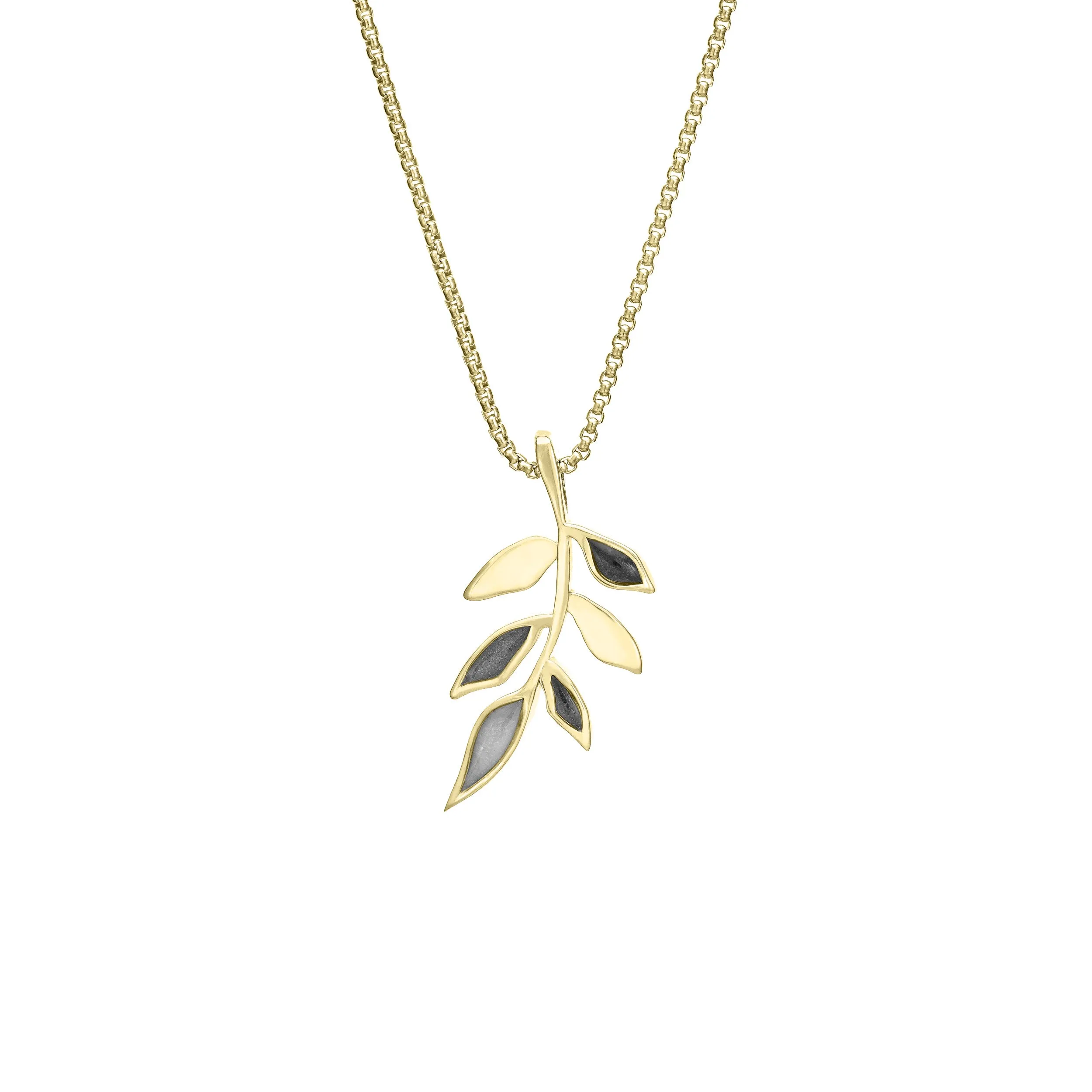 Olive Branch Cremation Necklace in 14K Yellow Gold